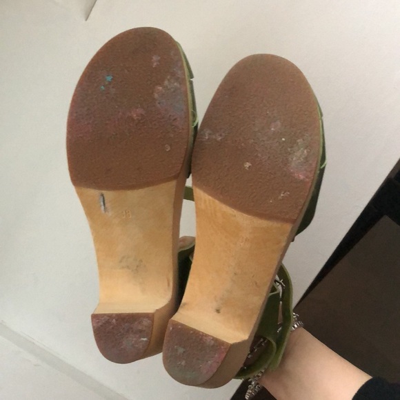 Swedish Hasbeens Green Heeled Sandals - Picture 6 of 7